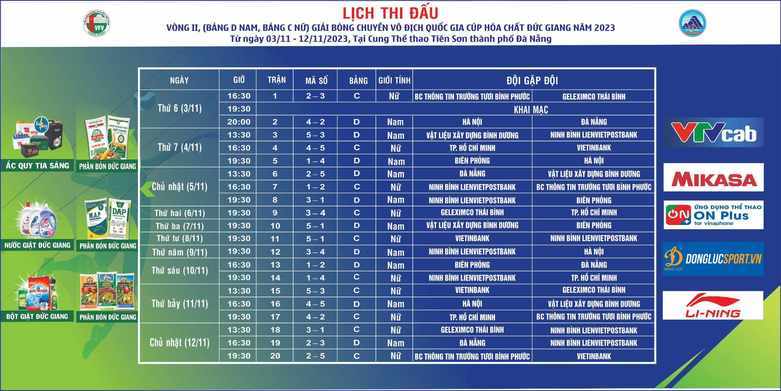 Lịch thi đấu Giải Bóng chuyền QG 2023 3